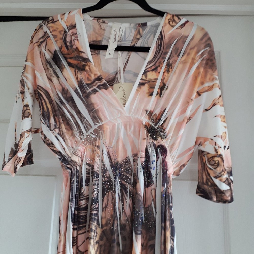 Dress -  Size Large - Brown/Ivory/Coral - Picture 4 of 7
